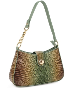 Fashion Faux Croc Satchel Handbag ZZS-20485 SAGE